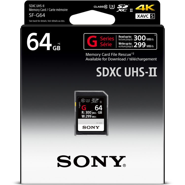 карта памяти Sony SF-G64 SDXC 64GB Class10 U3 UHS-II 299/300Mb/s  