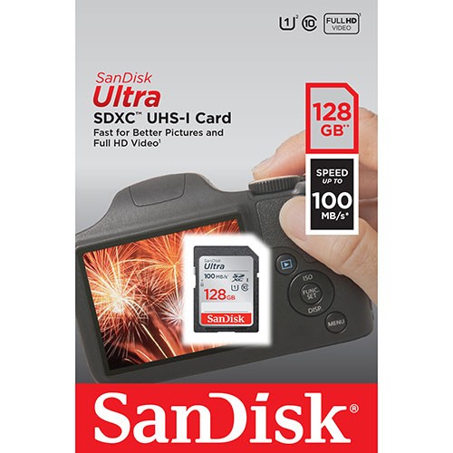 Карта памяти SanDisk Ultra SDXC 128GB 100MB/s, Class 10 UHS-I (SDSDUNR-128G-GN6IN)  
