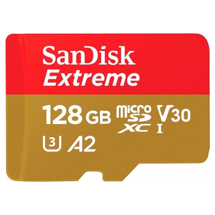 Карта памяти Sandisk Extreme microSDXC 128GB + SD Adapter + Rescue Pro Deluxe 160MB/s A2 C10 V30 UHS-I U3  