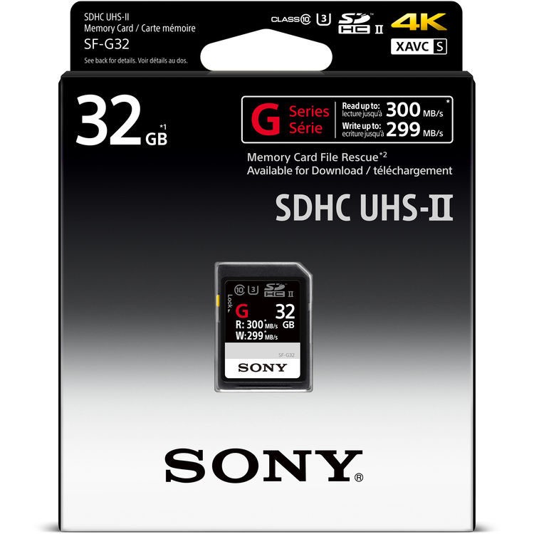 карта памяти Sony SF-G32 SDHC 32GB Class10 U3 UHS-II 299/300Mb/s  