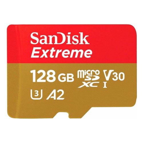 карта памяти SanDisk Extreme microSDXC 128GB for Action Cams and Drones + SD Adapter 160MB/s A2 C10 V30 UHS-I U3  