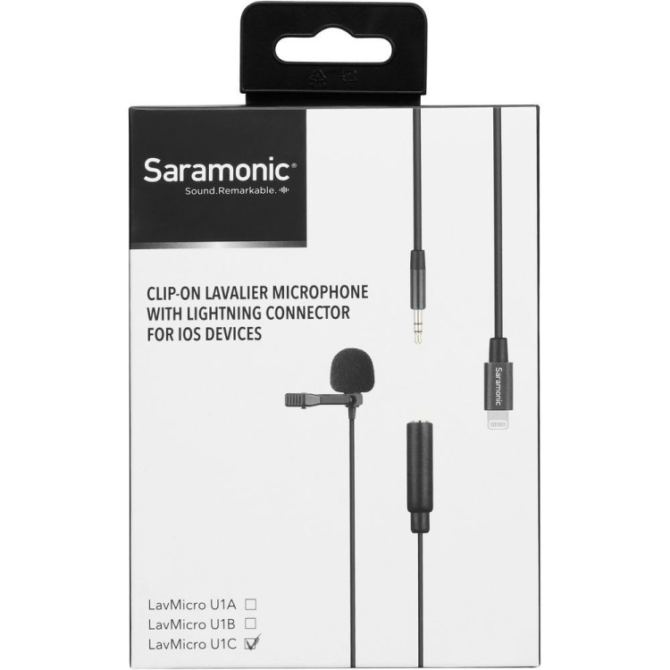 Петличный микрофон Saramonic LavMicro U1C с кабелем 6м и 2мя клипсами, разъем Lighting (iPhone)  