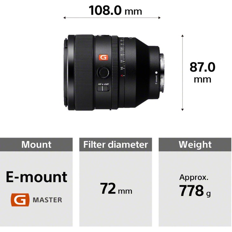 Объектив Sony FE 50mm f/1.2 GM ( SEL50F12GM )  